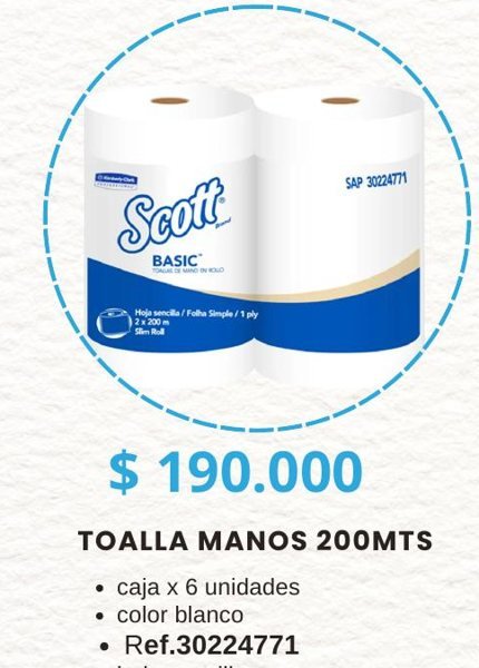 Toalla de manos 200 mts