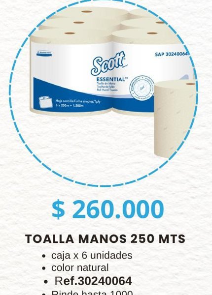 Toalla de manos 250 mts