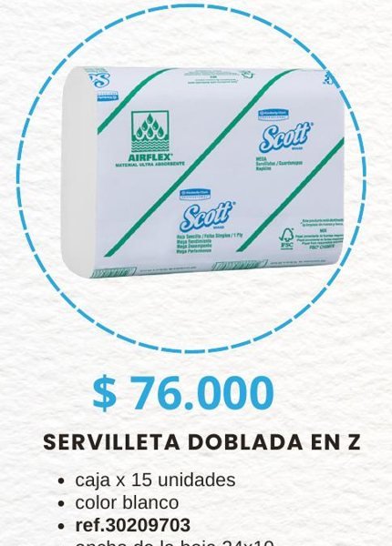 Servilleta doblada en Z